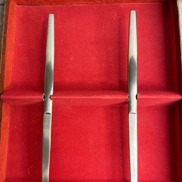 Vintage KALMAR Italy Brushed Stainless Steel Salad Serving Salad Box Set MCM - Picture 3 of 7